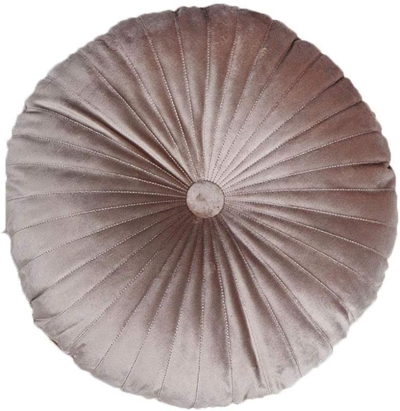 Photo 1 of  Velvet Round Throw Pillow Pleated Round Pillow Cushion Decoration for Couch Chair Bed Car 3 piece 