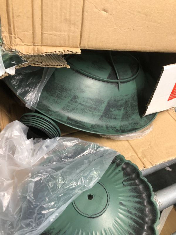 Photo 1 of ****** NEEDS NEW WATER PUMP**** Alpine Corporation 35" Tall Outdoor 3-Tiered Pedestal Water Fountain and Birdbath, Green Green Water Fountain
