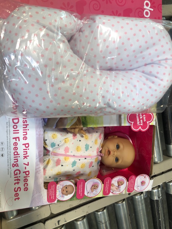 Photo 3 of ADORA Sunshine, 14” Realistic Doll with Feeding Pillow Set with Accessories Including Sun-Printed Onesie, Beanie, Pacifier, Feeding Pillow, Diapers and Milk Bottle for Ages 3 and up Sunshine Baby Doll Set