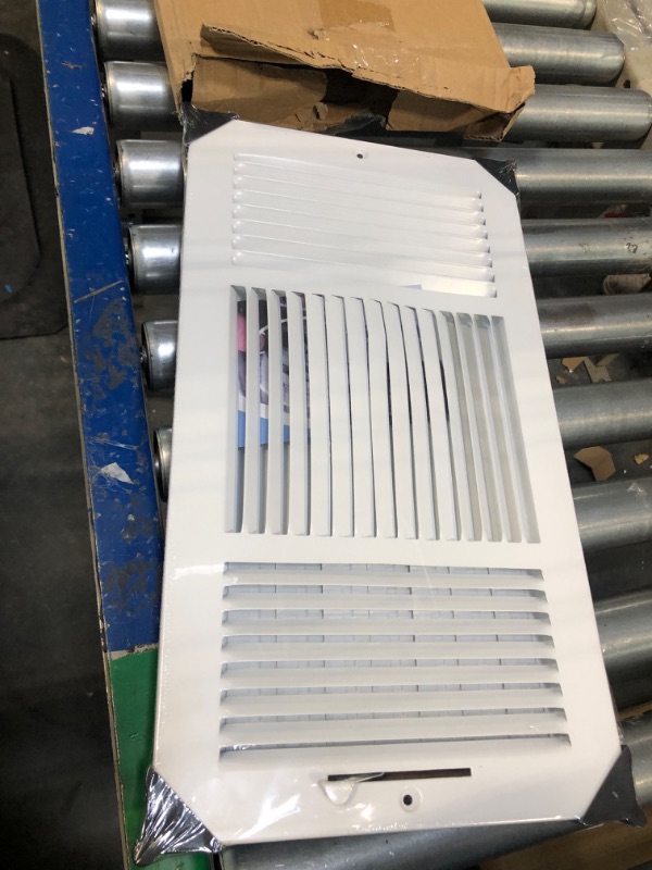 Photo 3 of 16" X 8" 3-Way AIR Supply Grille - Vent Cover & Diffuser - Flat Stamped Face - White [Outer Dimensions: 17.75"w X 9.75"h]