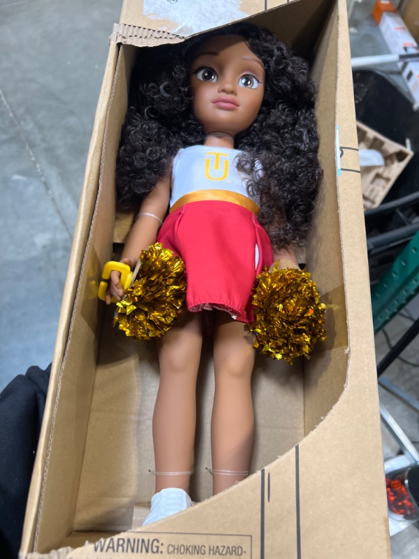 Photo 3 of Just Play HBCyoU Tuskegee Cheer Captain Alyssa 18-inch Doll & Accessories, Curly Hair, Medium Brown Skin Tone, Designed and Developed by Purpose Toys