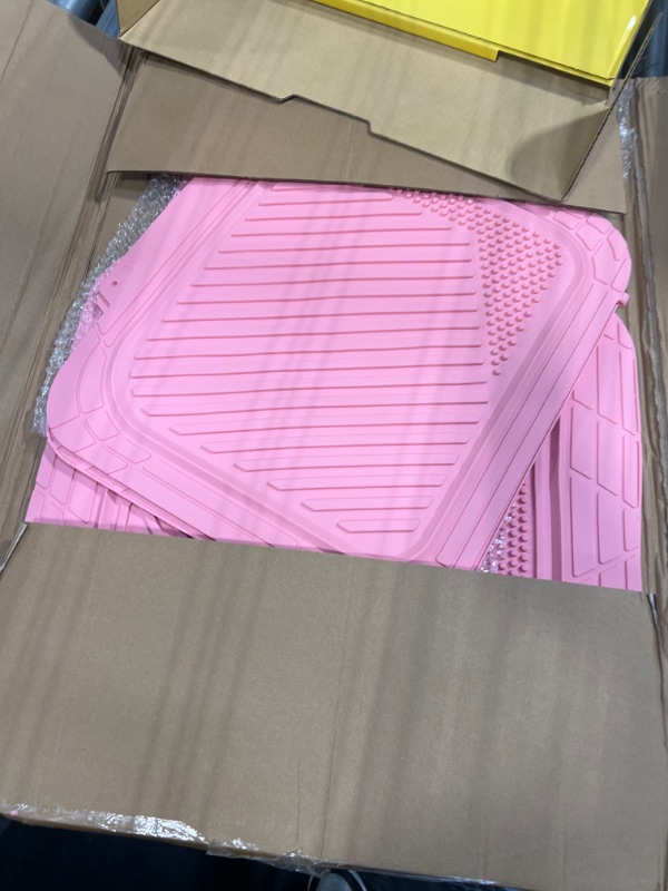 Photo 3 of CAR PASS Heavy Duty Rubber Floor Mats 4-Piece Car Mat Set - Universal Waterproof Floor Mats for Car SUV Truck, Durable All-Weather Mats(pink)