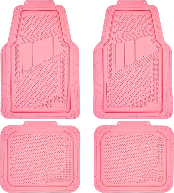 Photo 1 of CAR PASS Heavy Duty Rubber Floor Mats 4-Piece Car Mat Set - Universal Waterproof Floor Mats for Car SUV Truck, Durable All-Weather Mats(pink)