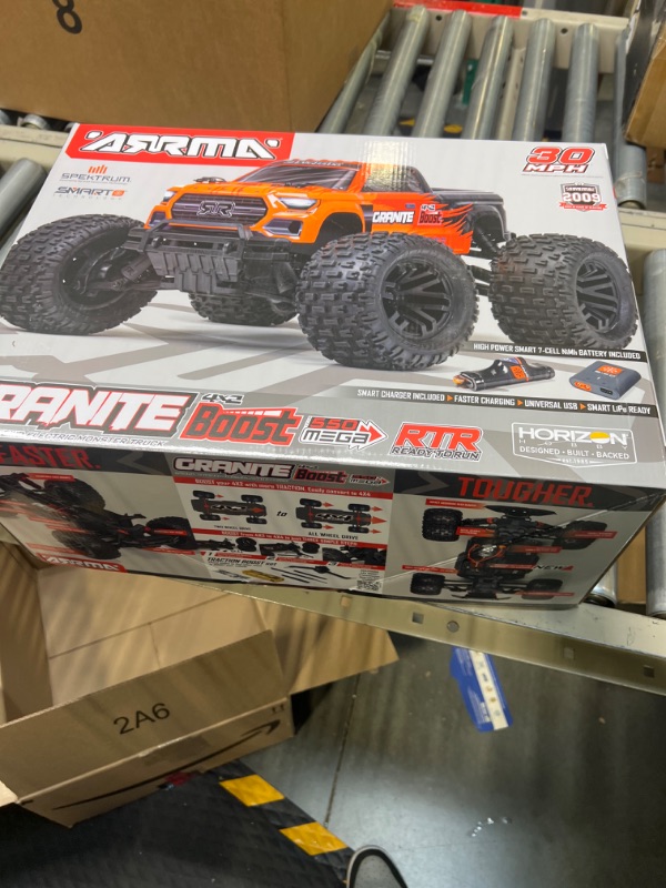 Photo 2 of ARRMA RC Truck 1/10 Granite 4X2 Boost MEGA 550 Brushed Monster Truck RTR with Battery & Charger, Blue, ARA4102SV4T2