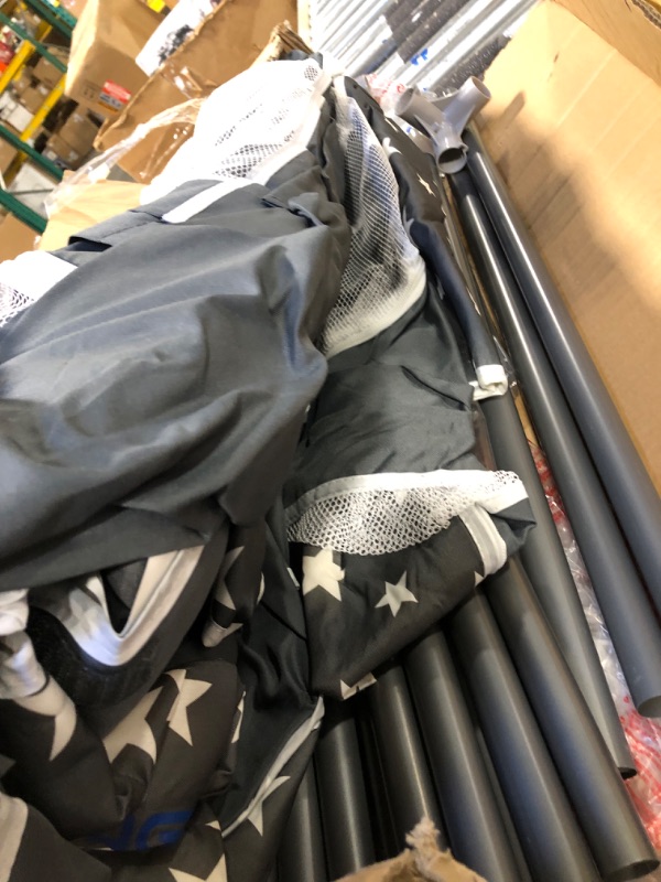 Photo 1 of ANGELBLISS Baby Playpen, Large Baby Playard, Play Pen for Babies and Toddlers with Gate, Indoor & Outdoor Play Area for Infants, Kids Safety Play Yard with Star Print (Dark Grey, 63"×47") Dark Grey Large (63×47in)