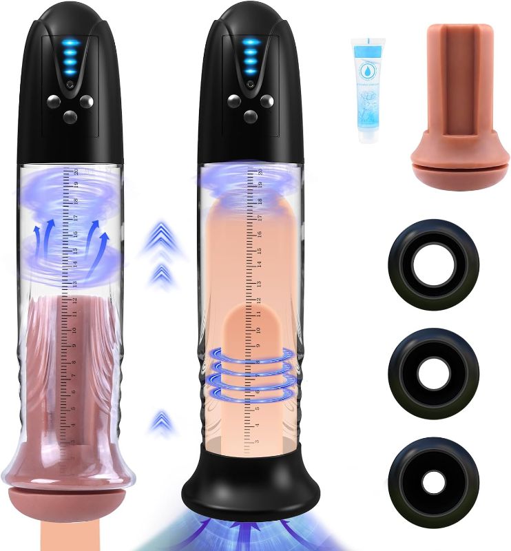 Photo 1 of Electric Penis Enlarger Vacuum Pump - Automatic Masturbator Penis Enlargement Extend Pumps with 4 Suction Intensities, Penis Enlarge Air Pressure Device Stimulator, Adult Male Sex Toys & Games for Men
