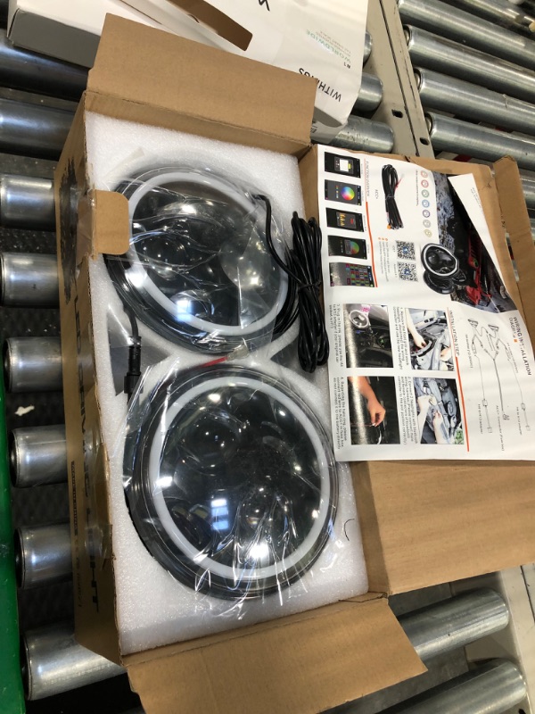 Photo 3 of BEEYEO 7 Inch Round LED Headlight RGB Halo Angel Eyes DOT Approved Halo Headlights for Jeep Wrangler JK TJ LJ CJ Sahara Sport Rubicon Headlamp 1997~2017 (2Pack RGB Headlights) Multi-color