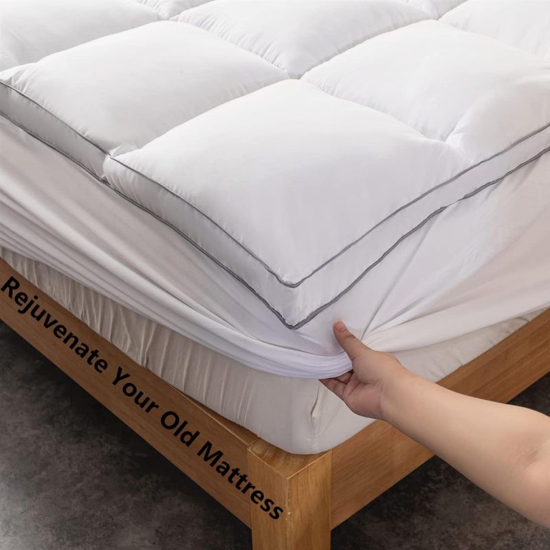 Photo 1 of  Mattress Topper Queen Size - Extra Thick Mattress Pad Cover - Pillow Top Deep Pocket with Breathable 7D Spiral Fiber Filling Cooling Mattress Cover