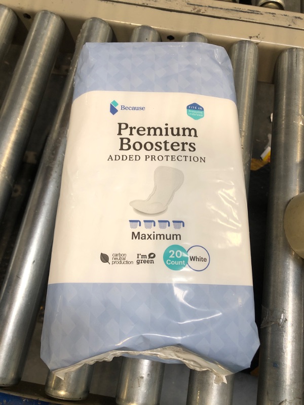 Photo 2 of Because Premium Incontinence Boosters - Add Extra Absorbency to Adult Diapers - Super Absorbent, Soft, Contoured Fit - Unisex - 20 Boosters 20 Count (Pack of 1)