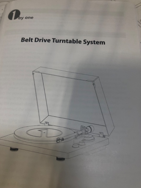 Photo 1 of 1 BY ONE Belt Drive Turntable with Bluetooth Connectivity, Built-in Phono Pre-amp, USB Digital Output Vinyl Stereo Record Player with Magnetic Cartridge, 33 or 45 RPM