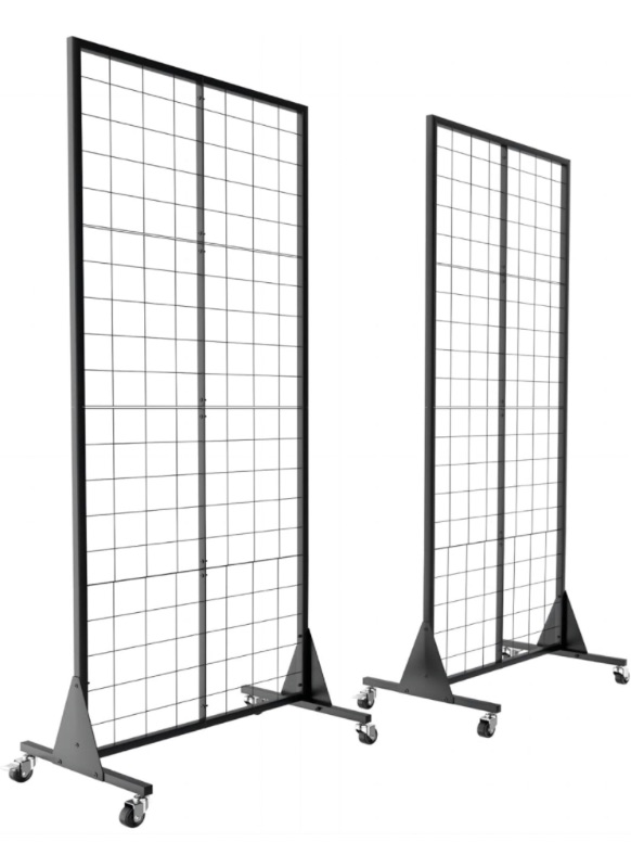 Photo 1 of Blasinc 2-Pack 2'x5.5' Ft Gridwall Panel Display Stand Heavy Movable Floorstanding Grid Wall Panels Retail Display Rack Craft Show Wire Grid Wall with T-Base 2-Pack Black