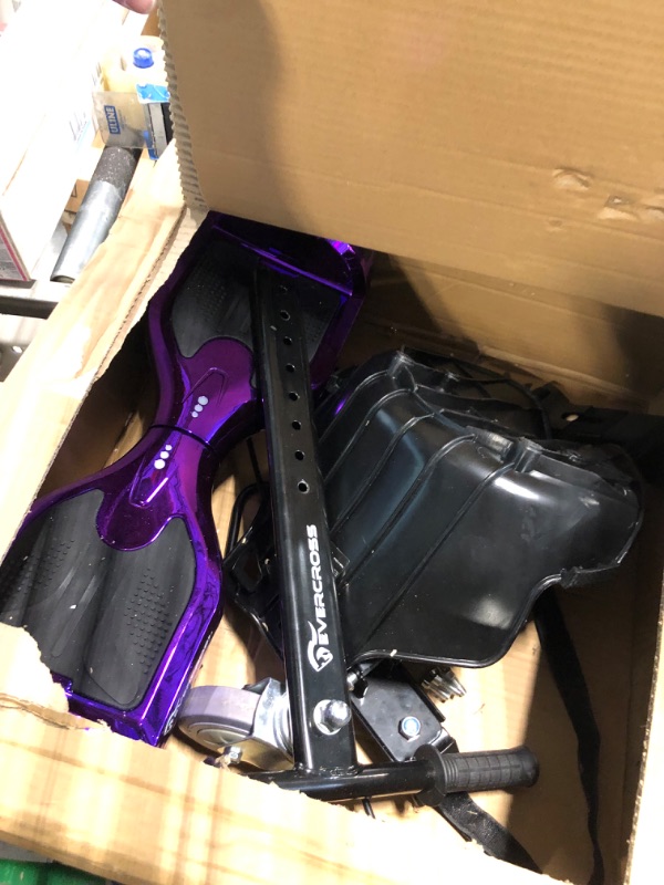 Photo 3 of ** TURNS ON / FOR PARTS ONLY** EVERCROSS Hoverboard, Self Balancing Scooter Hoverboard with Seat Attachment, 6.5" Hover Board Scooter with Bluetooth Speaker & LED Lights, Hoverboards Suit for Kids Purple+Kart Black
