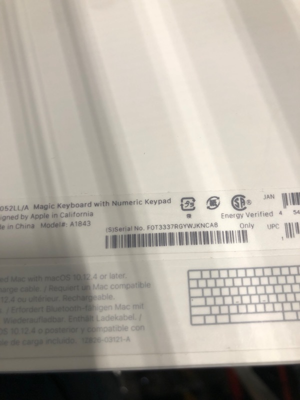 Photo 4 of Apple Magic Keyboard with Numeric Keypad (Wireless, Rechargable) - US English - Silver White US English