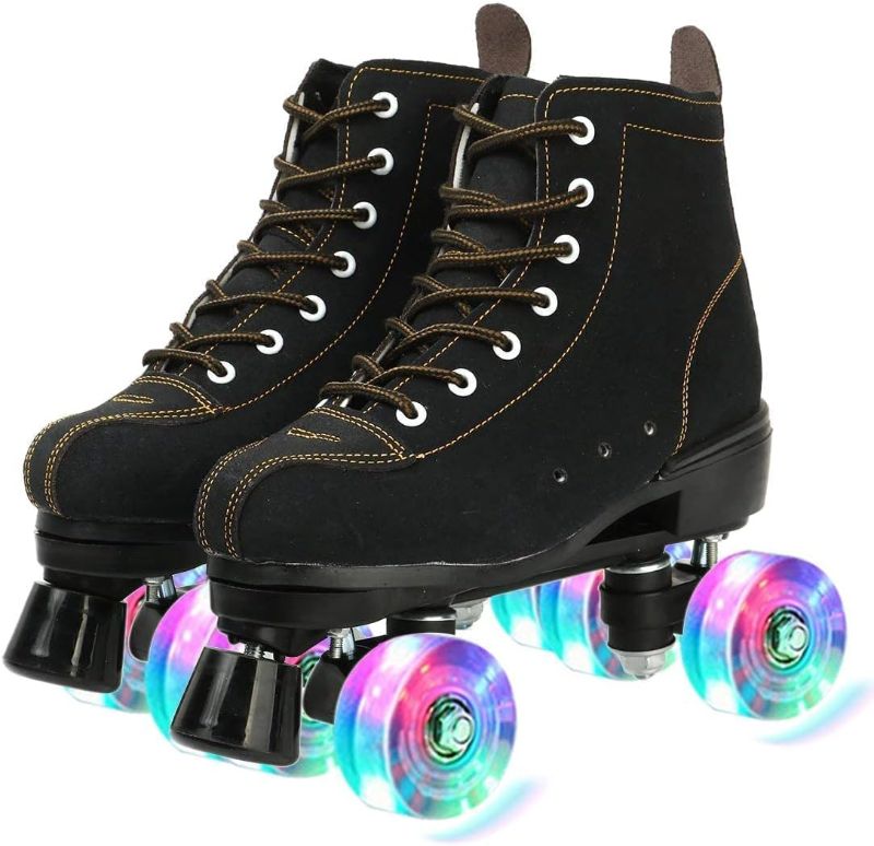 Photo 1 of Comeon Classic Women Roller Skates,Unisex High-top 4 Wheel Roller Skates Double Row Roller Skates for Boys and Girls **size 10**