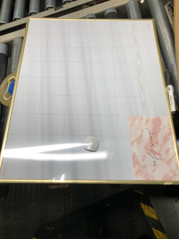 Photo 1 of U Brands Dry Erase Calendar with Gold Aluminum Frame Set, Office Supplies, with Magnet and Marker, 16” x 20”, 3 Pieces