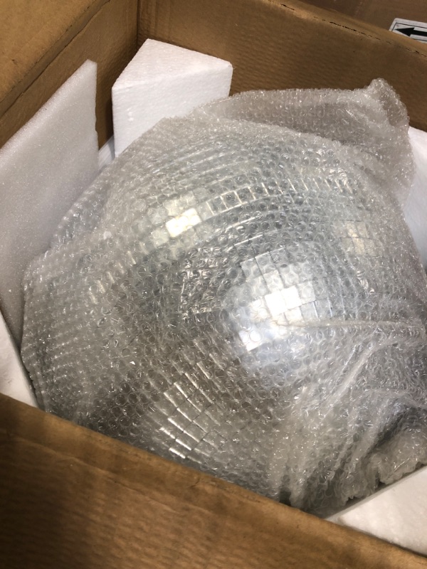 Photo 2 of 16 Inch Large Disco Ball Decorations, 70's 80's 90's Silver Rotating Glass Mirror Ball with Hanging Ring, for Bar DJ Club Stage Lighting Holiday Christmas Party Birthday Wedding Home Business Events…
