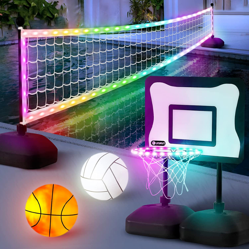 Photo 1 of 2-In-1 LED Pool Volleyball & Basketball Game Set, Light up Pool Sport Combo Set