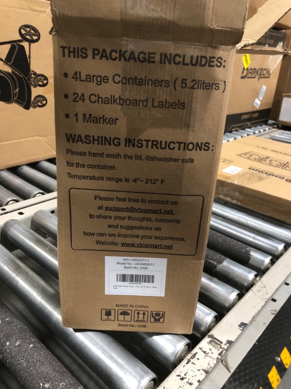 Photo 2 of Large Food Storage Containers 5.2L / 176oz, Vtopmart 4 Pieces BPA Free Plastic Airtight Food Storage Canisters for Flour, Sugar, Baking Supplies, with 4 Measuring Cups and 24 Labels, Black Black 5.2L--4.7quart