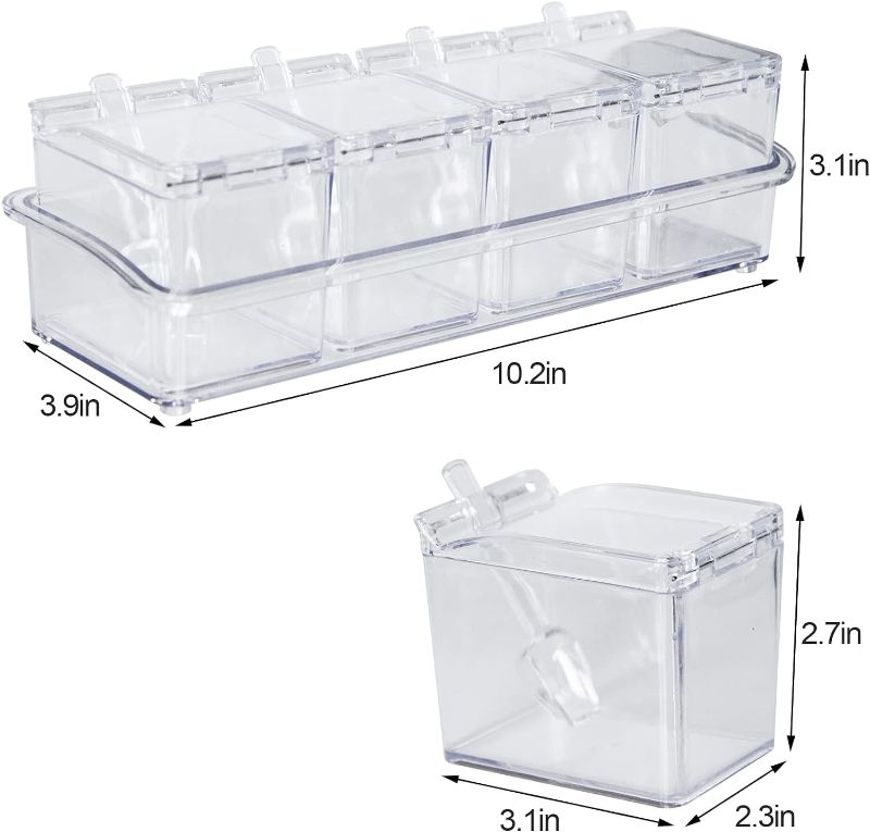 Photo 1 of  Kitchen Transparent Seasoning Box, Spice Jar, Plastic Storage Container, with Lid and Spoon