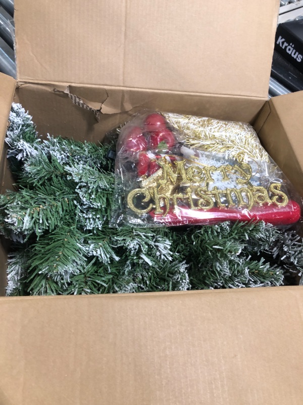 Photo 1 of 3FT Artificial Christmas Tree Decorations - Christmas 36 Inch Mini Table Top Tree, Xmas Desk Small Tree with 30 LED Warm Lights, Hanging Ornaments for Home Decor Indoor Office Holiday Tabletop Party 3ft-green Christmas Tree