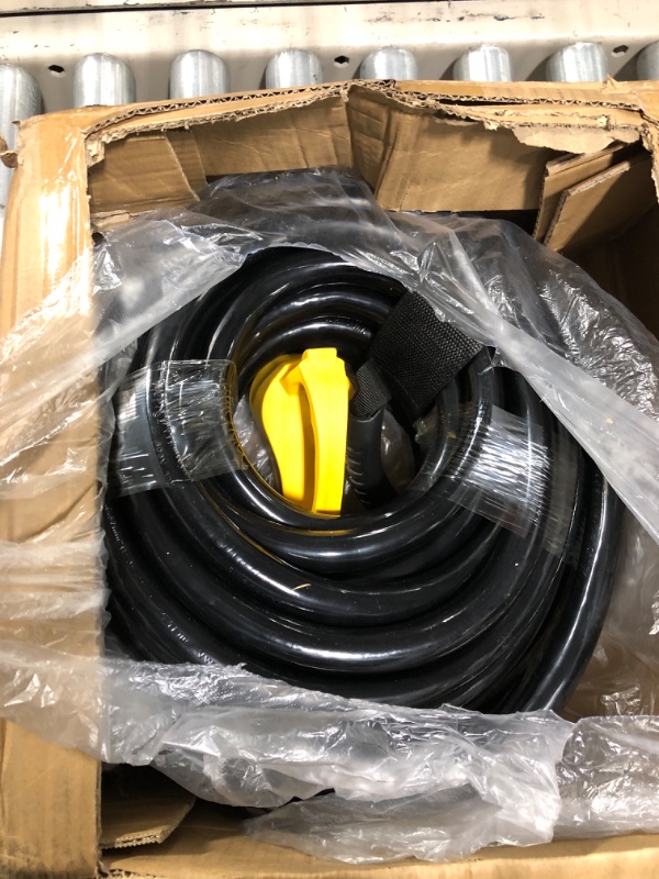 Photo 3 of 15 FT 30 Amp RV Extension Cord Outdoor with Grip Handle, Flexible Heavy Duty 10/3 Gauge STW RV Power Cord Waterproof with Cord Organizer, NEMA TT-30P to TT-30R, Black-Yellow, ETL Listed PlugSaf Yellow 15 FT - 30A