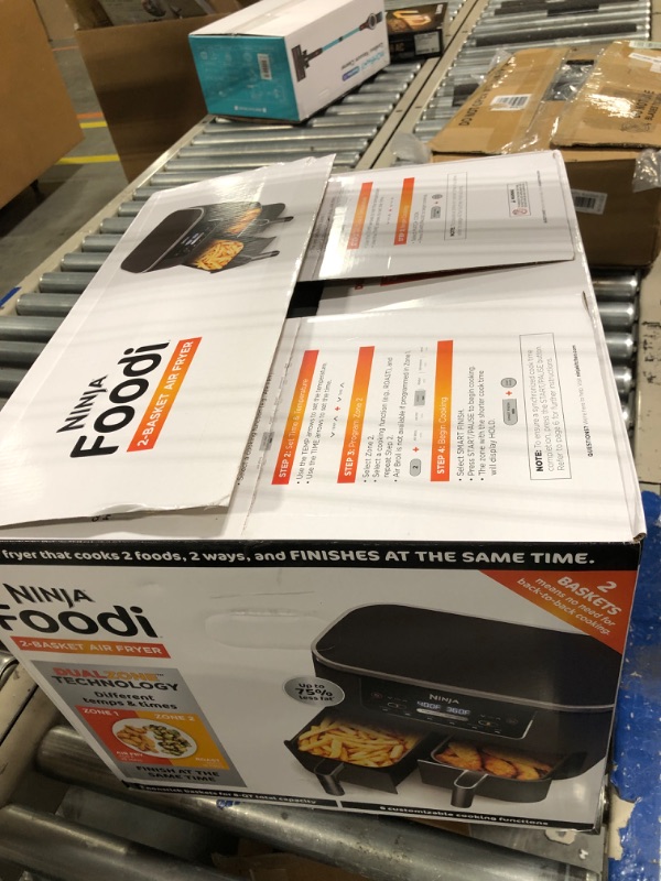 Photo 2 of Ninja DZ201 Foodi 8 Quart 6-in-1 DualZone 2-Basket Air Fryer with 2 Independent Frying Baskets, Match Cook & Smart Finish to Roast, Broil, Dehydrate & More for Quick, Easy Meals, Grey