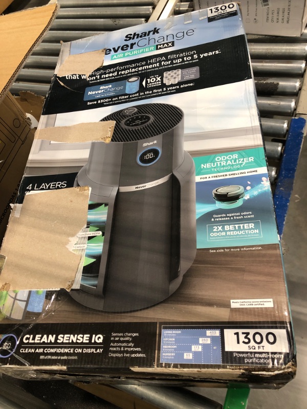 Photo 2 of Shark HP301 NeverChange Air Purifier MAX, 5-year filter, save $300+ in filter replacements, Whole Home, 1300 sq. ft., Odor Neutralizer Technology, captures 99.98% of particles, dust, smells, Grey NeverChange Filtration Sytem & Odor Neutralizer Technology 