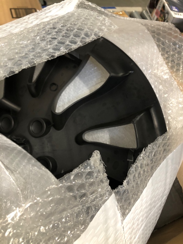 Photo 1 of Rongxu Auto Tesla Model 3 Wheel Covers 18 Inch Hubcaps Fit for 2017-2023 Tesla Model 3, 4PCS Hub Caps Tesla Model 3 Accessories, Matte Black (Model 3 18inch Storm)