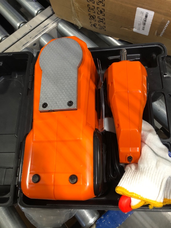 Photo 1 of E-HEELP Electric Car Jack Kit 5Ton 12V Hydraulic Car Jack Lift (Lifting Range: 6.1~17.7 inch) with Electric Impact Wrench for SUV MPV Sedan Truck Change Tires Garage Repair 17.7 in Orange