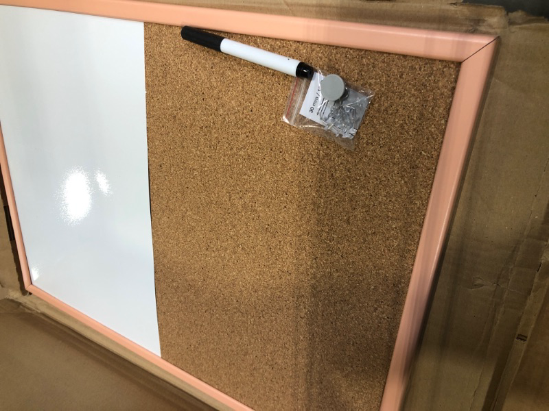 Photo 2 of MasterVision Pastel Collection Combo Dry Erase Whiteboard/Cork Bulletin Board, Salmon Colored MDF Frame, 23.62" x 17.72" 23.62" x 17.72" Salmon