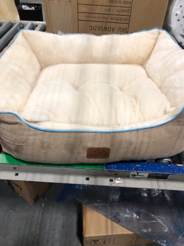 Photo 1 of Bedsure Dog Beds for Medium Dogs Cats - Indoor Puppy Bed for Medium Large Cat Washable, 25in Fluffy Rectangle Cuddle Pet Bed with Anti-Slip Bottom, Camel M(25"x21"x8") Camel