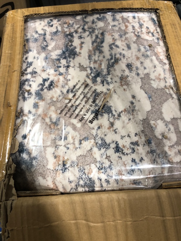 Photo 1 of Art&Tuft Washable 9x12 Area Rug, Anti-Slip Backing Abstract Area Rugs 9x12 Living Room, Stain Resistant Rugs for Living Room, Foldable Machine Washable Area Rug (TPR18-Blue, 9'x12') Tpr18-blue 9'x12'
