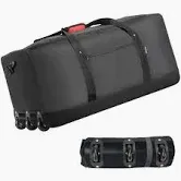 Photo 1 of Finnhomy 120L Foldable Rolling Duffel Bag with 3 Wheels, Light Weight Travel Duffel bag with Large Loading Capacity, 32 inch Rolling Duffel bag with Shoulder Strap for Travel Camping Sports black