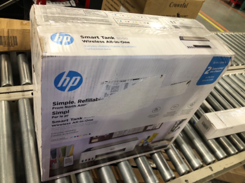 Photo 2 of HP Smart Tank 5000 Wireless All-in-One Ink Tank Printer with up to 2 years of ink included, mobile print, scan, copy, white, 17.11 x 14.23 x 6.19