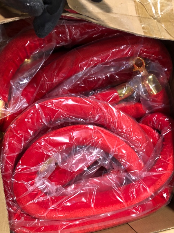 Photo 2 of 9 Pieces Velvet Stanchion Rope Bulk 4 Feet Crowd Control Barriers Safety Velvet Rope with Polished Gold Hooks for Movie Theaters Openings Hotels, Carpet, Party, Not Include Stanchion Post (red)