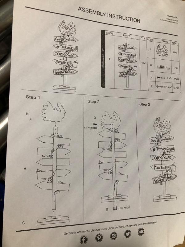 Photo 3 of Glitzhome 42.75”H Thanksgiving Wooden Turkey Porch Sign Fall Harvest Turkey Word Sign Standing Decor Rustic Welcome Sign Porch Sign for Thanksgiving Fall Harvest Autumn Yard Sign