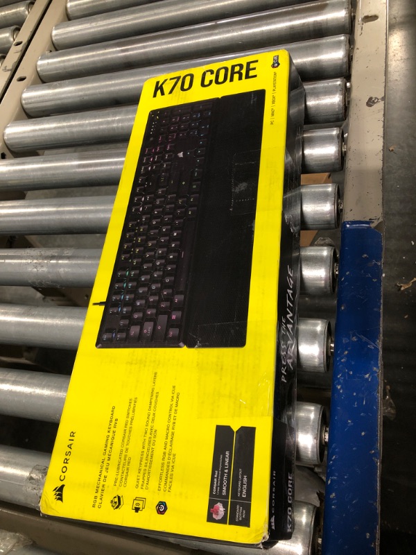 Photo 3 of CORSAIR K70 CORE RGB Mechanical Gaming Keyboard with Palmrest - Pre-lubricated Corsair MLX Red Linear Keyswitches - Sound Dampening - Media Control Dial - iCUE Compatible - QWERTY NA Layout - Black