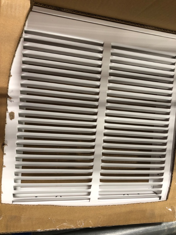 Photo 2 of 15" X 15" Steel Return Air Filter Grille for 1" Filter - Fixed Hinged - Ceiling Recommended - HVAC Duct Cover - Flat" Stamped Face - White [Outer Dimensions: 10.5 X 9.75] 8 X 8