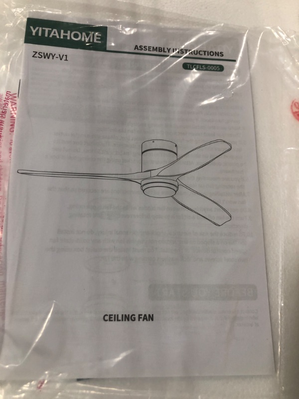 Photo 1 of YITAHOME 52 Inch Low Profile Ceiling Fan with Light and Remote, Flush Mount Fan Light with Quiet DC Motor, 3 Colors Light Changing, 6 Speed, Reversible Airflow for Outdoor/Indoor - Black & Walnut Farmhouse Walnut Blades