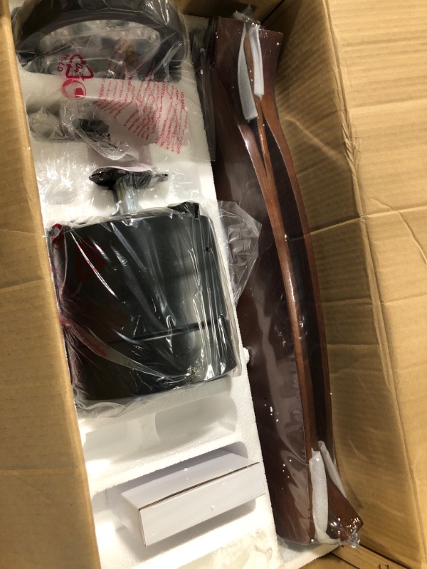 Photo 1 of YITAHOME 52 Inch Low Profile Ceiling Fan with Light and Remote, Flush Mount Fan Light with Quiet DC Motor, 3 Colors Light Changing, 6 Speed, Reversible Airflow for Outdoor/Indoor - Black & Walnut Farmhouse Walnut Blades