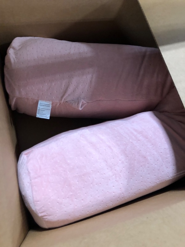 Photo 2 of 1 MIDDLE ONE Body Pillow for Adults, Bolster Pillow with Removable Velour Cover, Long Round Roll Cylinder Pillow for Bed, 47" x 7.87", Pink Pink 47 inch