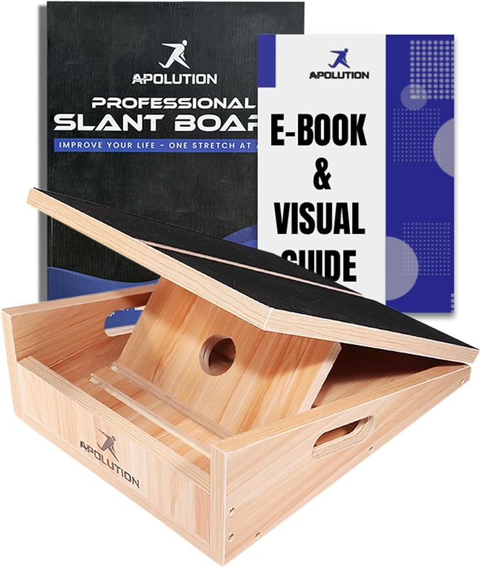 Photo 1 of Apolution Elite Slant Board for Calf Stretching - 6 Angles adjustable Calf Stretcher Slant Board - Upgraded Slant Board with E-Book - Quality Wooden Slant Board for Squats