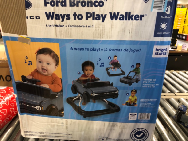 Photo 2 of Bright Starts Ford Bronco 4-in-1 Blue Grey Baby Activity Center & Push Walker with Removable Interactive Steering Wheel -Toy, 6 Months and up Area 51 Blue Bronco