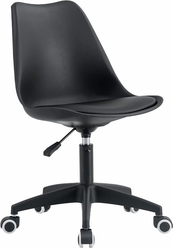 Photo 1 of Olela Acrylic Office Chair Modern Armless Plastic Home Office Desk Chair with Wheels Height Adjustable 360° Swivel Teen Student Study Computer Chairs for Bedroom Living Room Vanity (Black)