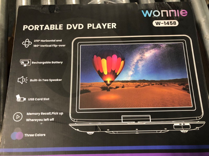 Photo 2 of WONNIE 17.9’’ Large Portable DVD/CD Player with 6 Hrs 5000mAH Rechargeable Battery, 15.4‘’ Swivel Screen?1366x768 HD LCD TFT, Regions Free, Support USB/SD Card/ Sync TV , High Volume Speaker 15.4 inch Black