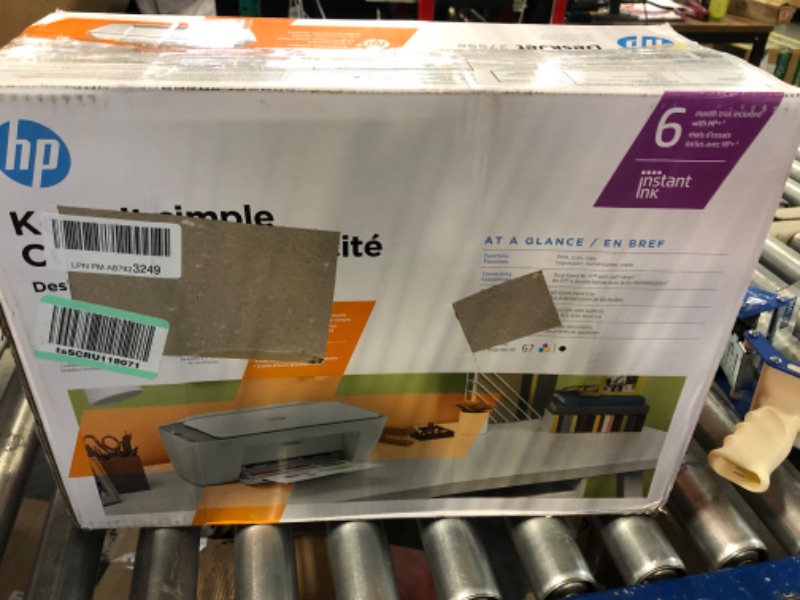 Photo 1 of HP DeskJet 2755e Wireless Color All-in-One Printer with bonus 6 months Instant Ink (26K67A), white