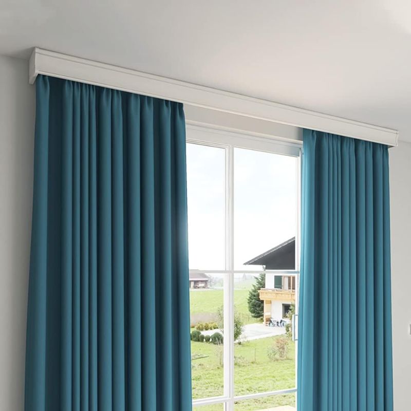 Photo 1 of ZSHINE Three-in-One Curtain Track Double Tracks and Curtain Pelmet With Light Belt Optional Customize Length for Living Room Bedroom