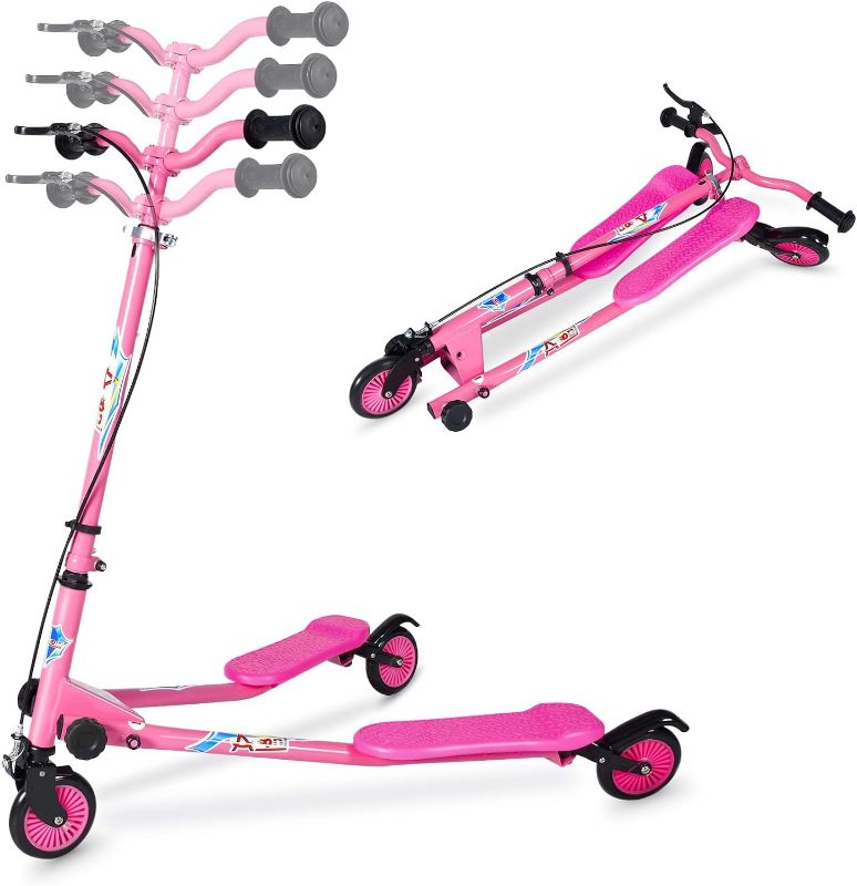 Photo 1 of AODI Kids Swing Scooter, 3 Wheels Drifting Wiggle Scooters with Adjustable Height & Foldable for Boys/Girl/Ages 5-12 Years