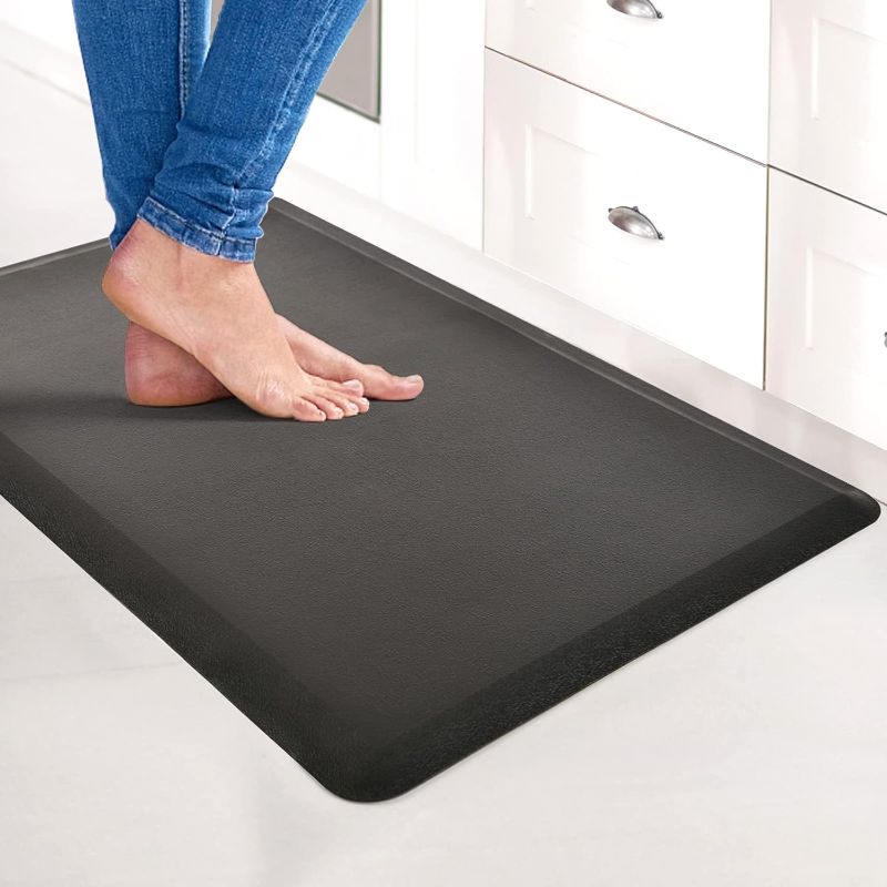 Photo 1 of Art3d Anti Fatigue Mat - 1/2 Inch Cushioned Kitchen Mat - Non Slip Foam Comfort Cushion for Standing Desk, Office or Garage Floor (17.3"x28", Black)