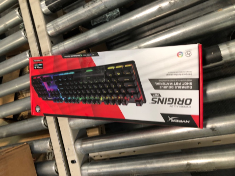 Photo 2 of HyperX Alloy Origins PBT - Mechanical Gaming Keyboard, PBT Keycaps, RGB lighting, Compact, Aluminum Body, Customizable with HyperX NGENUITY, Onboard Memory - HyperX Tactile Aqua Switch Black PBT Full Size HyperX Aqua Keyboard